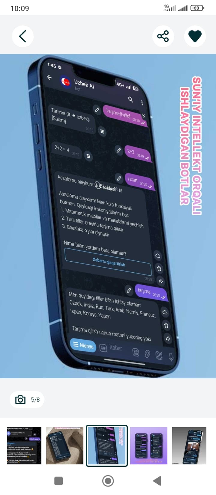 Telegram Botlar, Veb Sayt va Mini app li telegram botlar yozish Xizmati