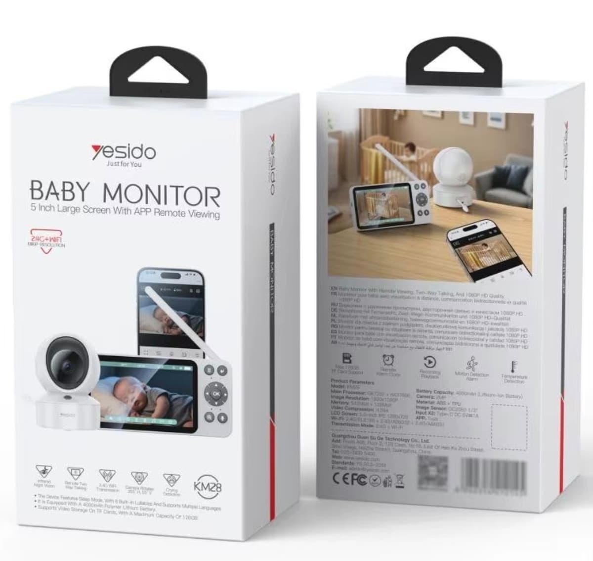 Yesido KM28 Video Baby Monitor 5" ekran va Wi-Fi Kamera Tungi Ko'rish bilan