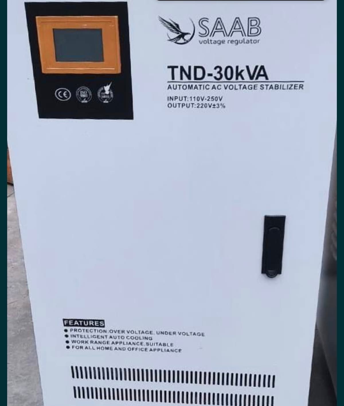 SAAB TND 30KVA Kuchlanish Stabilizatori 220 Volt Yon Barqarorlashtirgich