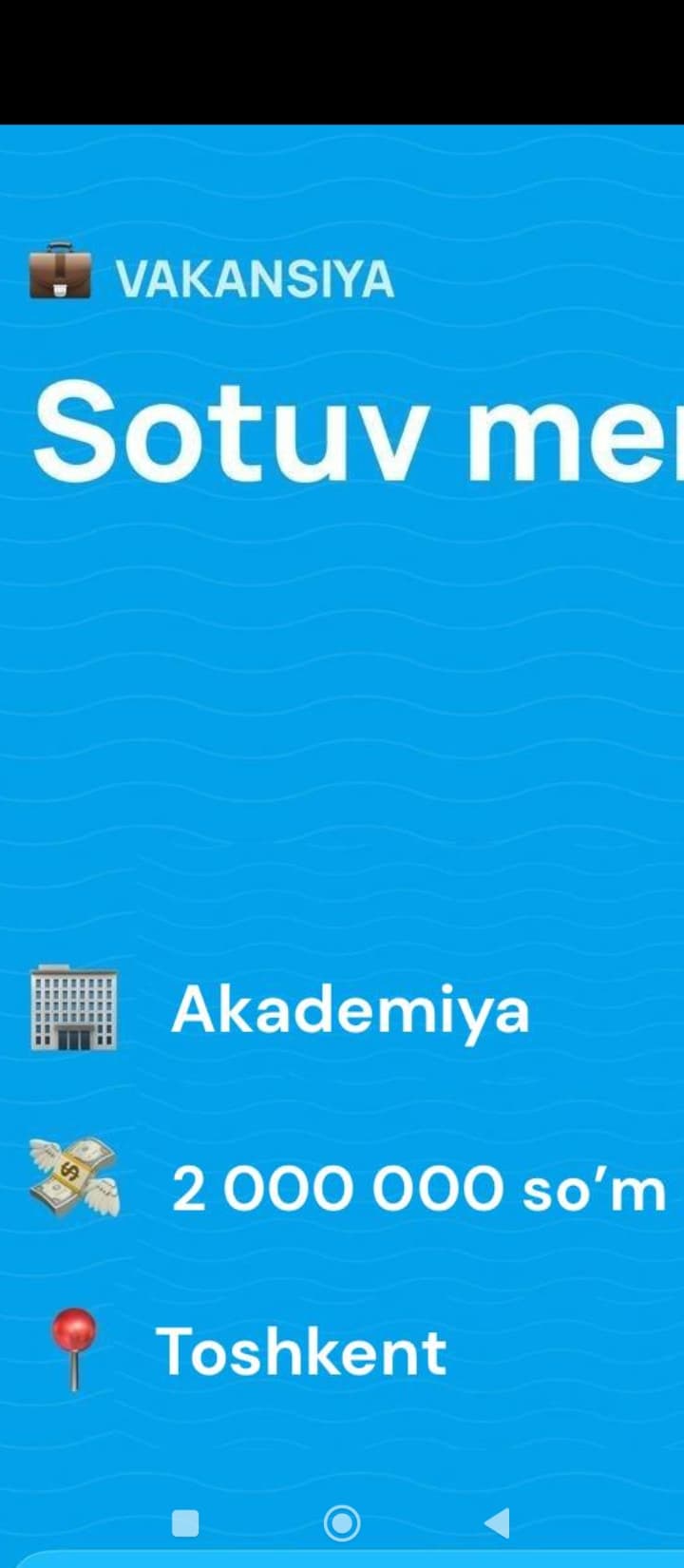 Sotuv menejeri kerak!
