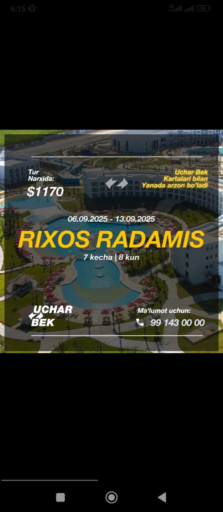 Rixos Radamis SKIDKAA 1170$ dan