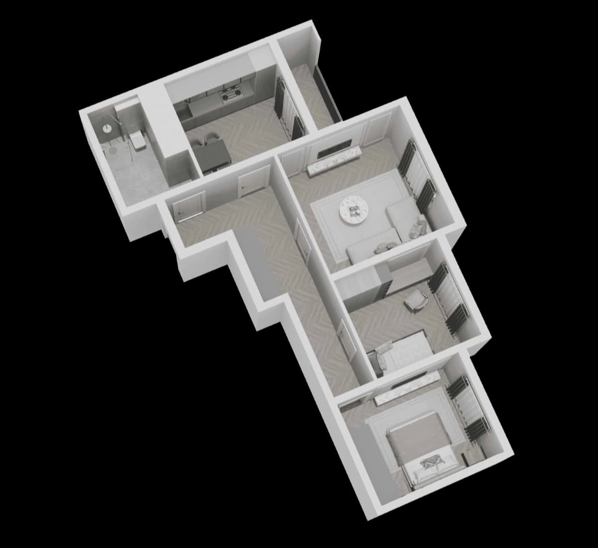 3 xonali kvartira sotuvda 64.65m2, JK TOWER UP