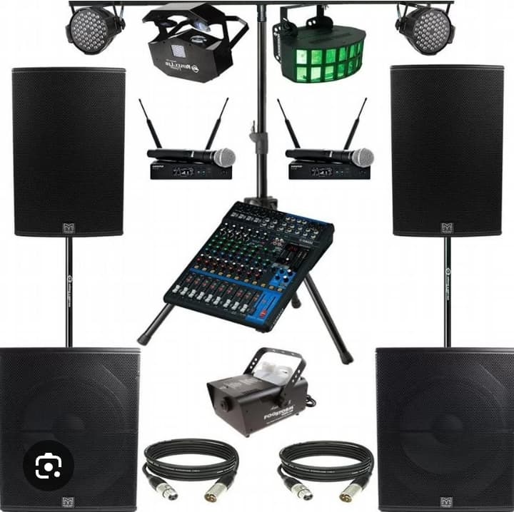 1 kVt quvvatga ega DJ kontrolleri, akustik mikser, radio mikrofonlar, ovozni ijaraga olish.