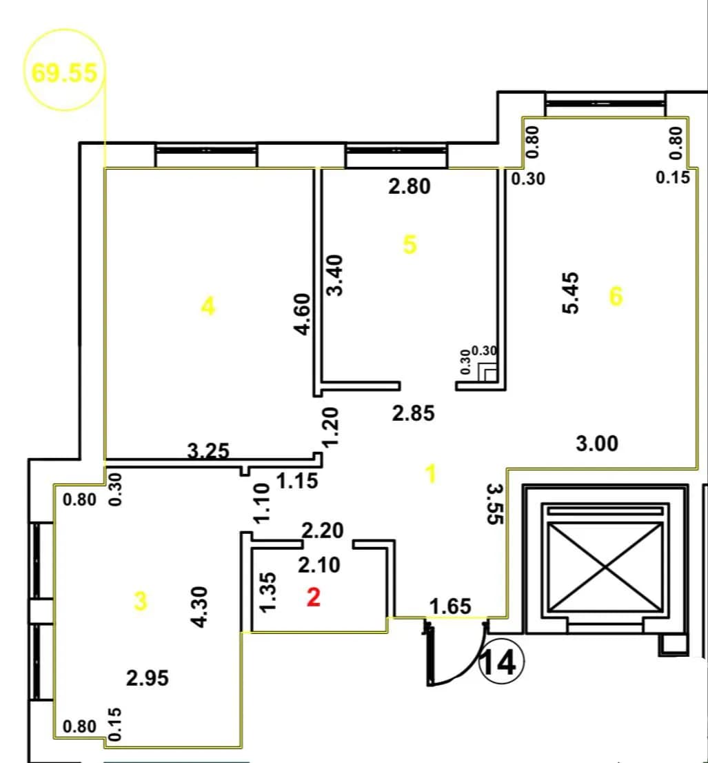 3-комн. квартира, 70 м², евроремонт, Олмазор (Qorasaroy)