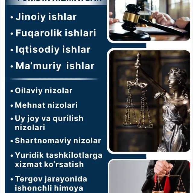 Advokatlik xizmati uchun: +998 932387933