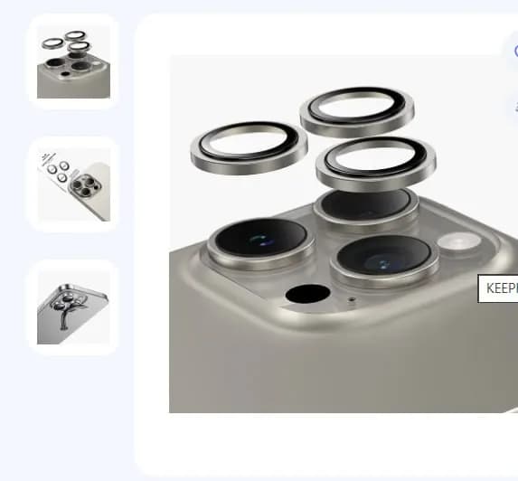 KEEPHONE Natural Titanium Camera Lens iPhone 15 Pro Max kamerasi uchun himoya oynasi