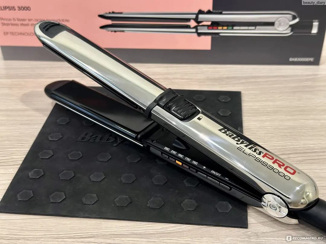 Professional hair straightener BaByliss PRO Elipsis BAB3000EPEiron with electronic thermostatMax. power 55 WMax. heating temperature 230 °CwGalvanic work surface coverNumber of temperature modes 5