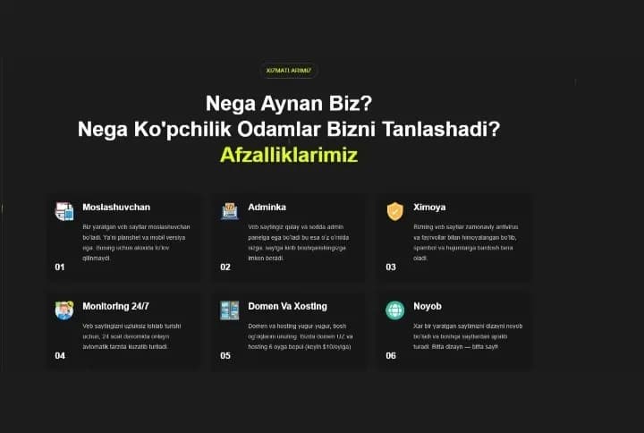 Sifatli veb sayt yaratish xizmati