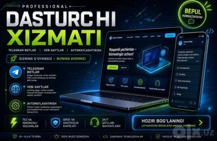 Telegram bot va veb sayt yaratish xizmati
