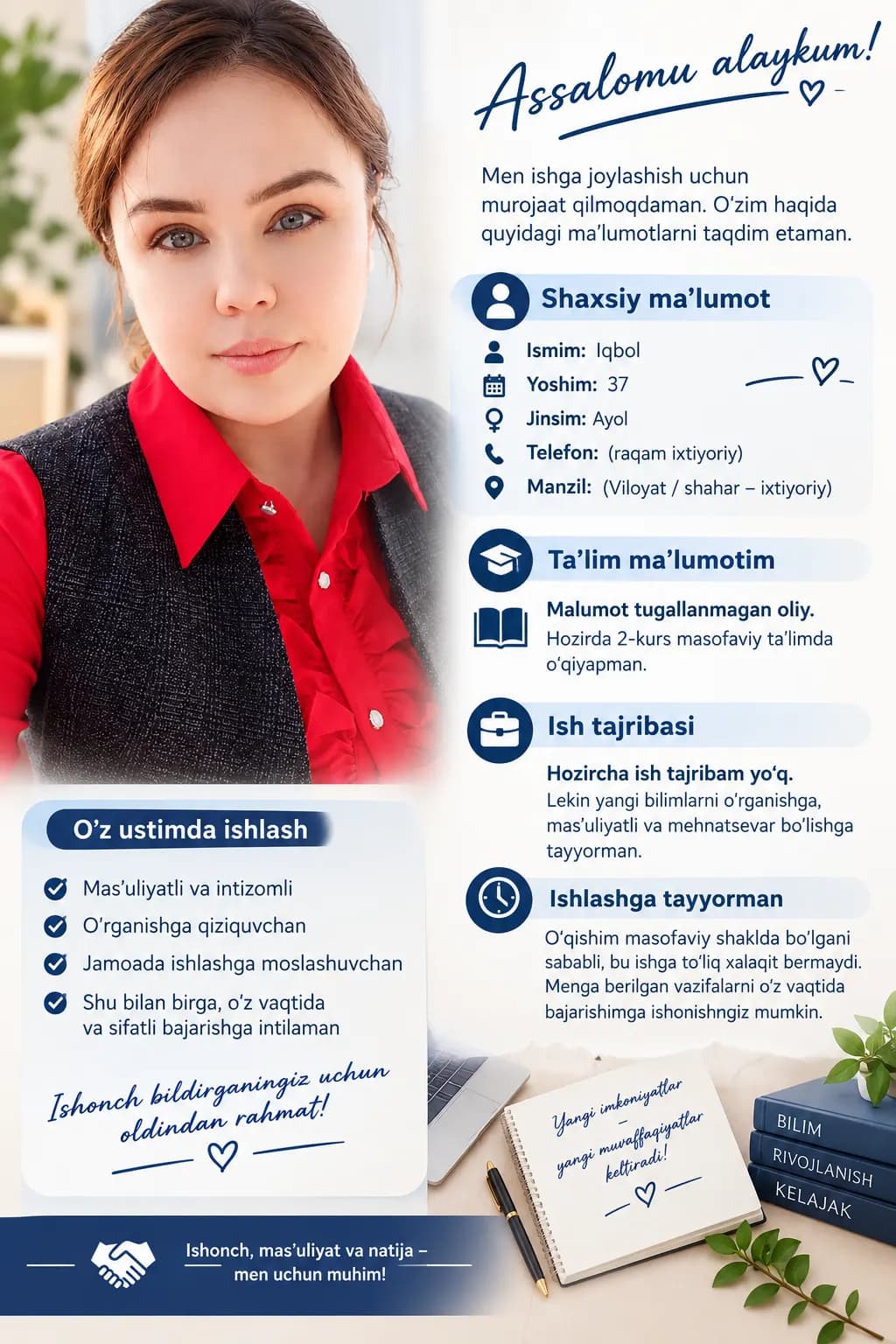 Xonqa va Urganchdan ish kerak.