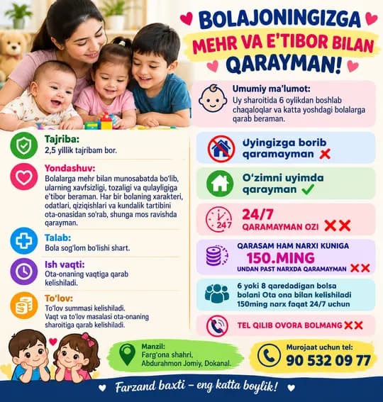 I'll take care of your child in my own home.