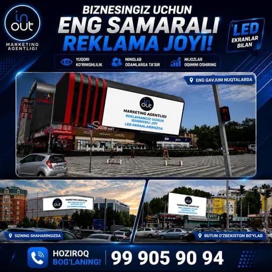 led ekran reklama, led ekran, led ekran narxlari, tashqi reklama, reklama agentlik, toshkentda reklama, reklama joylash