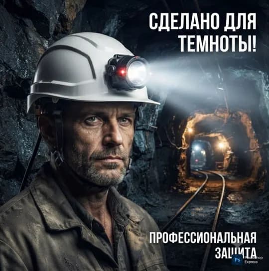 Miner's protective helmet AAA class with a flashlight