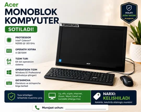 Acer Monoblok Kompyuter Sotiladi