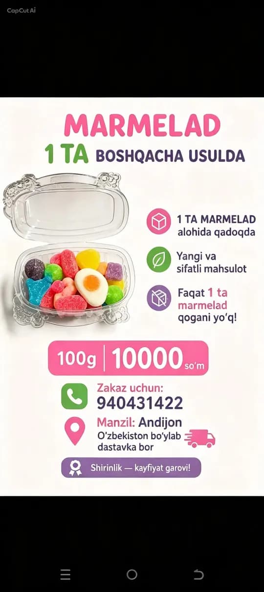 sifatli va ishonchli marmelad