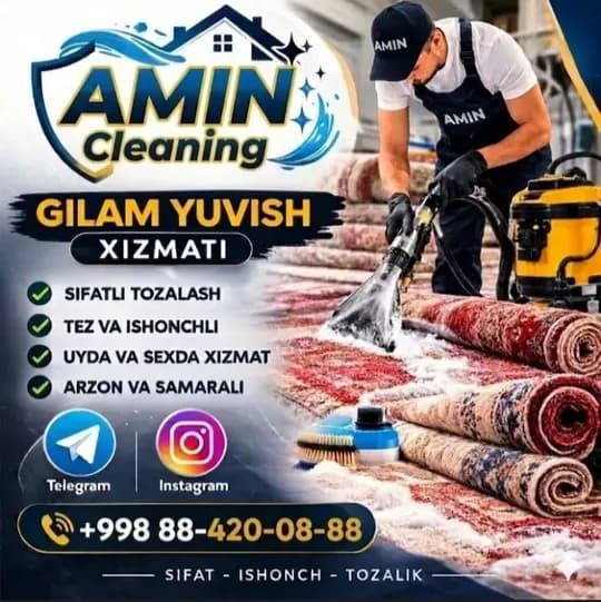 Turkiya texnalogiya orqali gilam yuvish xizmati