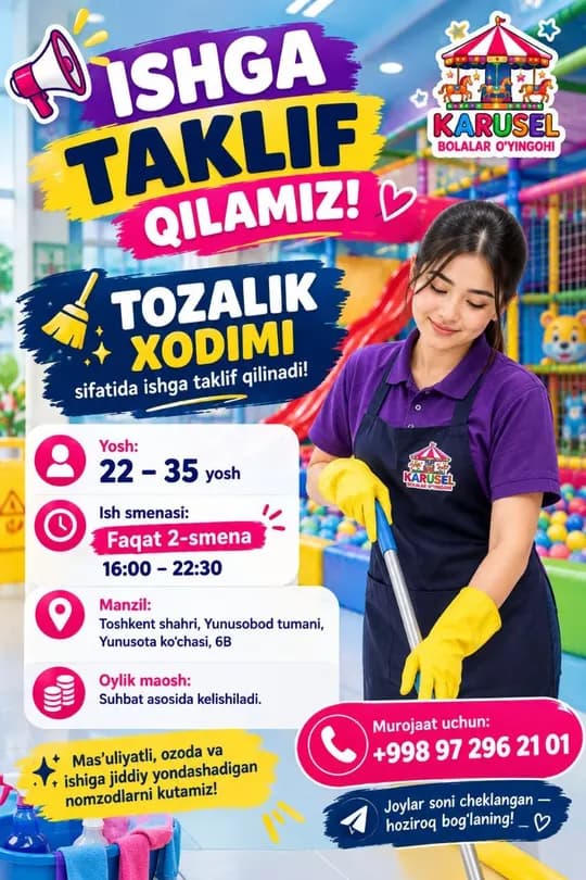 JOB OFFER FOR CLEANING WORKER!