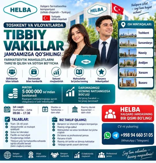 Helba company needs medical representatives