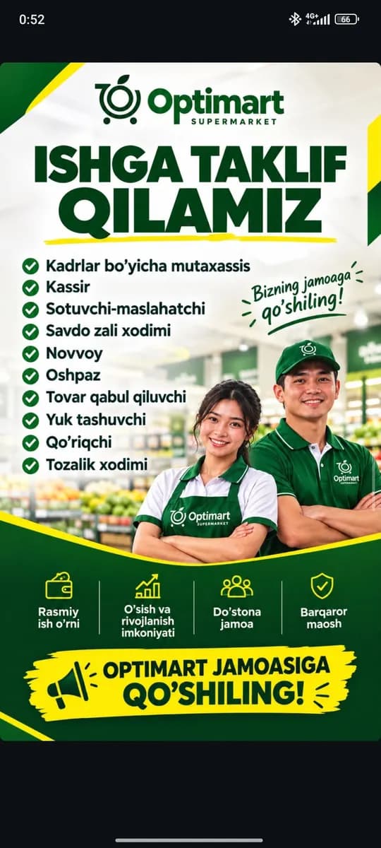WE ARE OFFERING A JOB IN A NEWLY OPENED WHOLESALE FOOD STORE