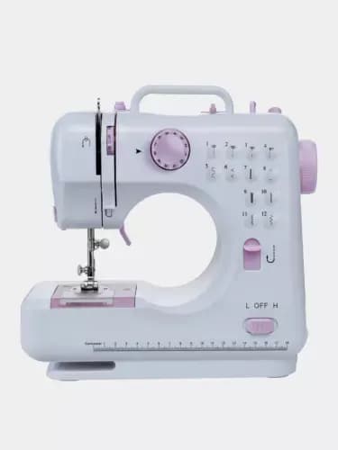 Mini tikuv mashinasi FHSM-505, 12 chokli, Oq Plastik Korpus