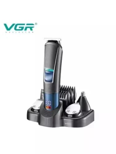 VGR soch olish mashinkasi trimmeri, 10 tasi 1 da, professional, soch, soqol va burun uchun, LED